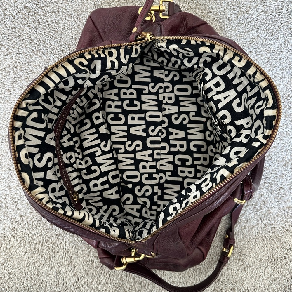 Marc By Marc Jacobs Maroon Leather Bowling Bag with Gold Hardware - Picture 7 of 10